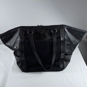 Betabrand Black leather and canvas weekend tote/bag. Preloved